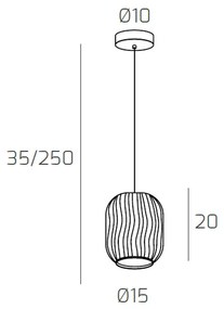 Sospensione Contemporanea Tender Metallo Cromo Vetro Ambra 1 Luce E27