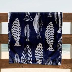 Telo mare blu scuro 90x180 cm Fish - DecoKing