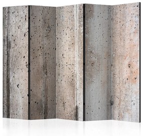 Paravento design Vecchio cemento II (5 parti) - composizione industriale, grigio