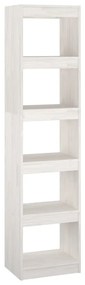 Libreria/divisorio bianco 40x30x167,5 cm in massello di pino