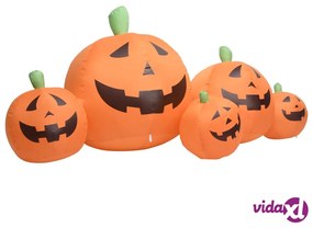 vidaXL Famiglia di Zucche Gonfiabili per Halloween con LED 1,8 m