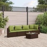 Set Divano da Giardino 5 pz con Cuscini Marrone in Polyrattan 3308374