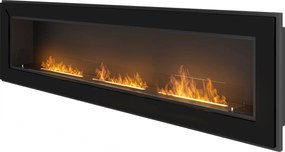 Camino a Bioetanolo da Parete/Incasso 180x49 cm Frame 1800 Nero con Vetro...