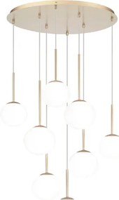 Lampada a sospensione JEWEL 70 cm in metallo e vetro soffiato 8 Luci Oro