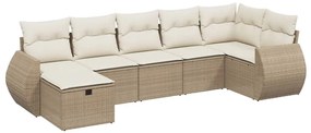 Set Divani da Giardino 7 pz con Cuscini Beige in Polyrattan