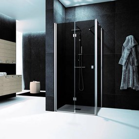 Box doccia con ingresso frontale L 80 x H 200 cm, in vetro fumé profilo cromato Glam