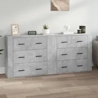 Credenze 2 pz Grigio Cemento in Legno Multistrato