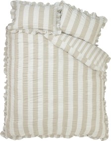 Set copripiumino e federa beige per letto singolo 135x200 cm Seersucker Frill Stripe – Catherine Lansfield