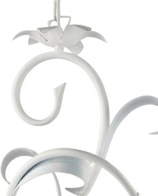 Lampadario Arte Povera Cesto Metallo Bianco E Oro 5 Luci E14