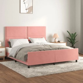 Giroletto Con Testiera Rosa 160x200 Cm İn Velluto /