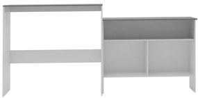 Tavolo bar con 2 piani d&#039;appoggio bianco e grigio 130x40x120cm