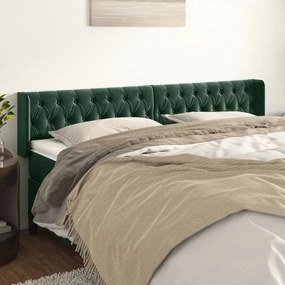 Testiera Ad Orecchio Verde Scuro 203x16x78/88 Cm İn Velluto /