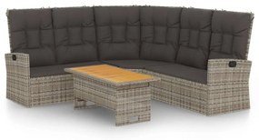 Set di divani da giardino 2 pz con cuscini in polyrattan grigio