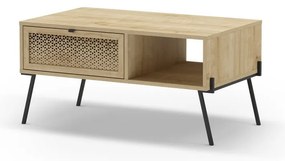 Tavolino in rovere decorato in colore naturale 60x100 cm Ecrin - Marckeric