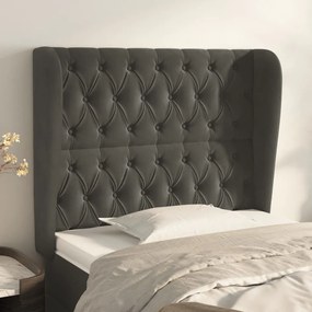 Testiera Ad Orecchio Grigioscuro 103x23x118/128cm İn Velluto /
