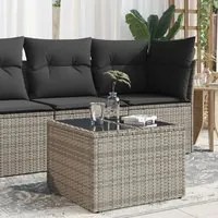 Tavolo da Giardino Piano in Vetro Grigio 55x55x37 cm Polyrattan 366120