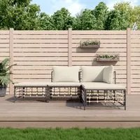 Set Divani da Giardino 4 pz con Cuscini Antracite in Polyrattan 3186726