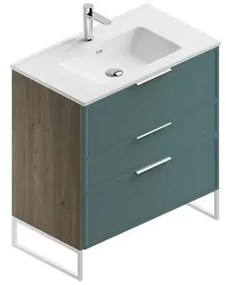 Mobile bagno con lavabo L 80 x H 93 x P 46 cm cotto/mirto in mdf 3 cassetti per vasca centrale Quadra