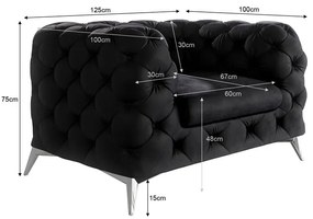 Poltrona nera con rivestimento in velluto Chelsea – Ropez