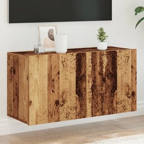 Mobile Tv A Parete Legno Antico 80x30x41 Cm /