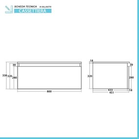 Cassettone bagno sospeso 80 cm soft-close bianco e rovere africa Kleo