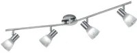 Faretti Barra 2 Spots Led 4 Luci Acciaio con Vetri Alabastro 90cm Visto GD Trio