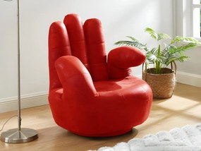 Poltrona a forma di mano girevole in similpelle Rosso - CATCHY