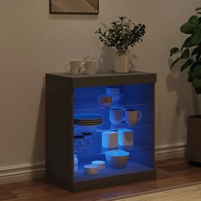 Credenza con luci led nera 60,5x37x67 cm