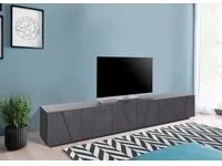 Mobile da soggiorno Porta TV, Made in Italy, Credenza per TV da salotto a 6 antine battenti con dettaglio, cm 244x44h46, Grigio Ardesia