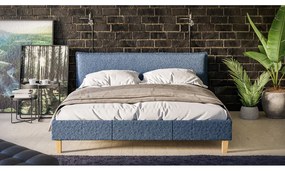 Letto matrimoniale imbottito blu con griglia 160x200 cm Tina - Ropez