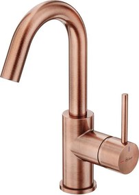 Rubinetto per lavabo getto laminare cristallino TAYRONA rame spazzolato satinato HUBER H 26.4 cm