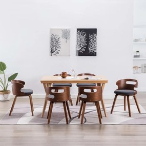 Sedie Da Pranzo 6 Pz Grigio Scuro İn Legno Piegato E Tessuto /