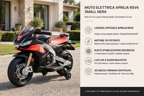 Moto Elettrica per Bambini 12V con Licenza Aprilia RSIV Small Nera...
