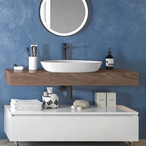 Kamalu - composizione bagno 120 cm con mobile a terra e mensolone oak | kam-kk1203k