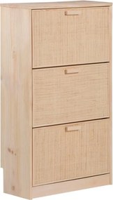Scarpiera ASTIGARRAGA Aura con specchio 3 ante apertura battente, 3 ripiani, L 64.8 x H 114.8 x P 25 cm 18 paia, legno chiaro
