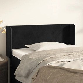 Testiera Ad Orecchio Nera 93x16x78/88 Cm İn Velluto /