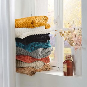 Coperta giallo ocra in microflanella 125x150 cm Mini Frosty – douceur d'intérieur