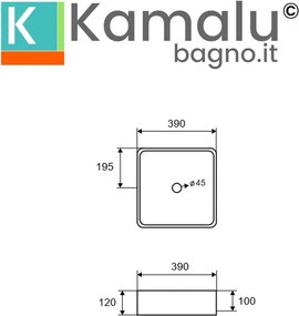 Lavabo da appoggio quadrato con finitura terrazzo nero | KTERI-400N - KAMALU