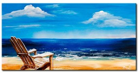 Quadro Relax II - paesaggio marino con sedia di legno