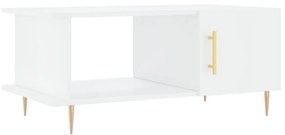 Tavolino da salotto bianco lucido 90x50x40 cm legno multistrato