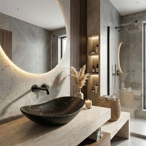 Lavabo da appoggio Rea Royal 60 Black Marble Mat