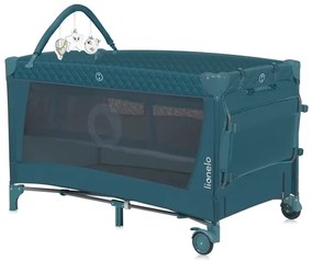 Lionelo - Lettino da viaggio FLOWER Verde Turchese