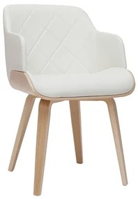 Sedia design bianco e legno chiaro LUCIEN