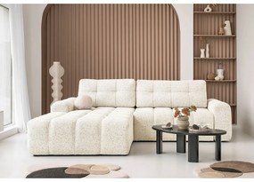 Divano angolare componibile color crema allungabile/con contenitore (con penisola a sinistra) Lulu – Miuform