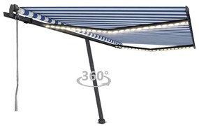 Tenda Automatica Con Sensore Vento E Led 450x350 Cm Blu Bianca /