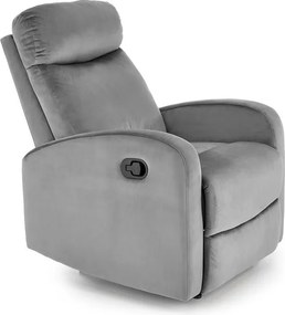 Poltrona reclinabile Wonder in velluto grigio - H98 cm
