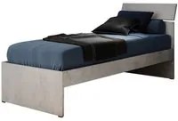 Letto singolo per camera colore grigio cemento cm 200x85xH 98