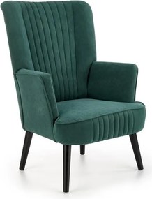 Poltrona imbottita Delgado in velluto verde - H100 cm