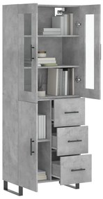 Credenza grigio cemento 69,5x34x180 cm in legno multistrato