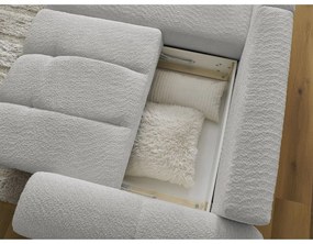 Divano angolare grigio chiaro allungabile/con contenitore (con penisola a sinistra/con chaise lounge) con rivestimento in bouclé Roxelane – Bobochic Paris